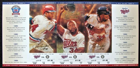 MAY 23, 1997 KIRBY PUCKETT WEEKEND MINNESOTA TWINS V. OAKLAND A's TICKET SET Cover