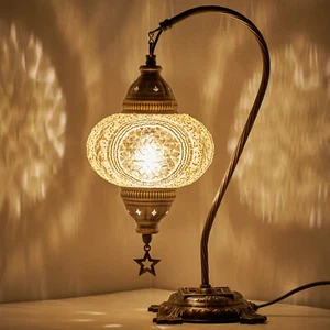 Turkish Moroccan Mosaic Bohemian Colorful Table Bedside Lamp Light Lampshade - Picture 1 of 95