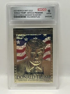 2023 Donald Trump Mugshot Hologramm Flagge Trading Card GEM MINT 10 Serie #640 - Bild 1 von 3