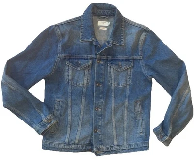 Topman Men’s Trucker Classic Denim Jacket Blue Jean Biker Motorcycle Sz M — 第 1/4 张图片
