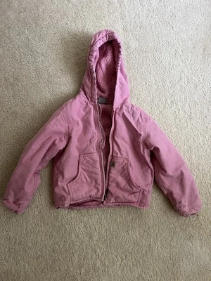 Carhartt Pink Workwear Coat Jacket for Kids Size XS (6) Hooded Full Zip Pockets - Image 1 of 4