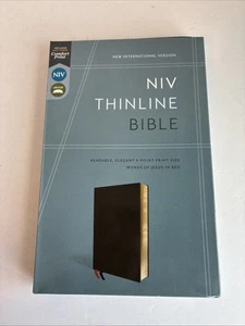 NIV Thinline Bible, Bonded Leather, Black, Red Letter, Comfort Print - Picture 1 of 5