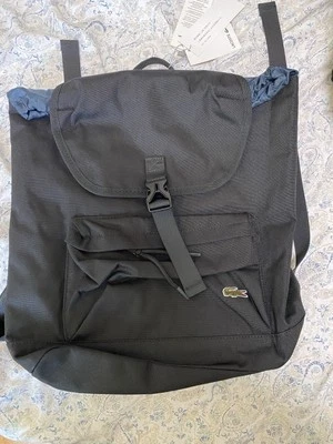 LACOSTE Unisex Backpack Black Brand New w/tags Bag Adjustable For Men & Women - Image 1 of 4