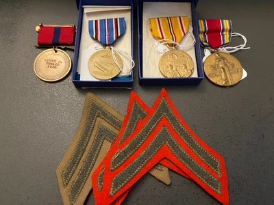 ORIGINAL WW2 USMC MEDALL GROUP NOMBRADO - BOUGAINVILLE, GUAM, IWO JIMA VETERANO VETE Foto 1 de 4