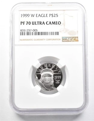 1999-W $25 American Platinum Eagle 1/4 Oz Platinum PF70 UCAM NGC *0773 - Image 1 of 3