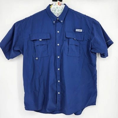 Columbia Shirt Mens XL Bahama Vented Fishing Omni Shade Button Down Blue - Image 1 of 4