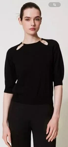 Twinset Milano Strickpullover Schwarz Logo Viskose NEU L - Bild 1 von 5