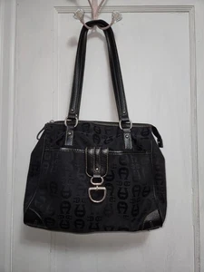 Etienne Aigner Umhängetasche schwarz Signature Canvas & Leder Außentasche - Bild 1 von 7