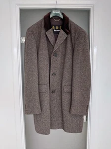 Barbour Brown Tweed Herringbone Wool Coat worn 2-3 times - Picture 1 of 6