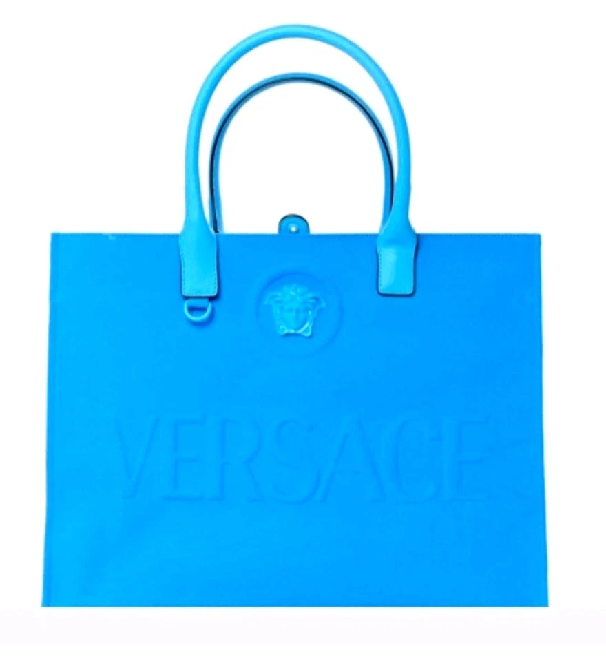 Versace La Medusa Blue Women's Canvas Logo Tote RETAIL $1922 (NWOT) COA INCLUDED - Image 1 of 4