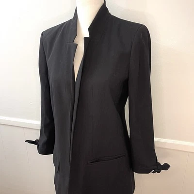 Blazer negro para mujer LOFT manga 3/4 cuello muesca talla pequeña Foto 1 de 4