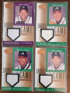 2001 Foglia Certificata Materiali FOG 4 Carte John Smoltz Tom Glavine++ Gioco Indossato Lotto - Foto 1 di 6