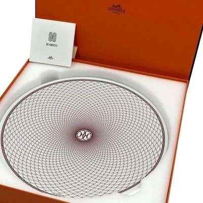 Hermes H Deco Dinner Plate Porcelain Tableware Dish 1 Piece Boxed Authentic - Image 1 of 4