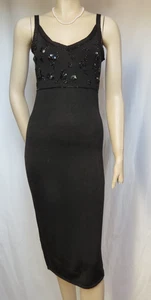 Cocktailkleid 38 40 schwarz Hochzeit Perlen Pailletten Baumwolle Monsoon Kleid - Bild 1 von 9