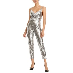 Mono negro halo para mujer talla 6 plateado lentejuelas sin mangas cóctel fiesta - Imagen 1 de 16