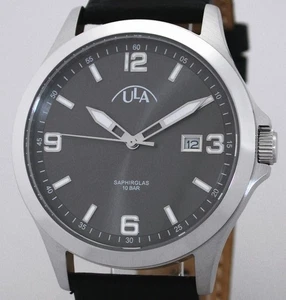 Sportliche ULA STEEL / SAPHIRGLAS Herrenuhr 10 ATM WR Datum - Picture 1 of 4
