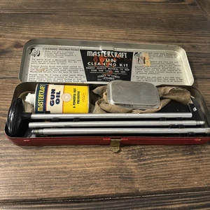 Vintage Mastercraft Coast to Coast Gun Oil Tin Can & 20 Gauge Cleaning Kit - Picture 1 of 7
