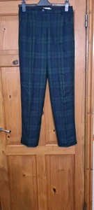 House Of Bruar Tartan Blue Green Pure Wool Trousers Size 12 Lovely Condition - Picture 1 of 5