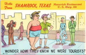 SHAMROCK TEXAS ROUTE 66 MAVERICK RESTAURANT CHARGING BULL VINTAGE POSTKARTE - Bild 1 von 2