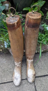 Par de árboles de madera vintage para botas de montar 4 piezas con anillos de latón Reino Unido 10 - Imagen 1 de 17