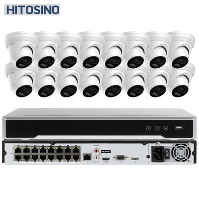 Sistema de cámara IP HITOSINO 16CH 8MP color visión nocturna micrófono 2SATA NVR lote Foto 1 de 4
