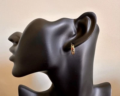 10k Yellow Gold Emerald Sapphire Ruby Small Hoop Pierced Earrings - Image 1 of 4