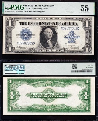 Awesome Crisp HIGH GRADE 1923 $1 Silver Certificate! PMG 55! FREE SHIP! 97632D - Image 1 of 3