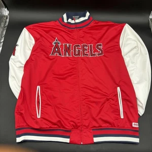 Vintage Los Angeles ANGELS Stitches Authentic MLB Jacket Red Bomber Full Zip 2XL - Picture 1 of 14