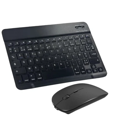 Clavier et Souris Bluetooth Sans Fil pour Tablettes Smartphones IOS Android - Photo 1/4