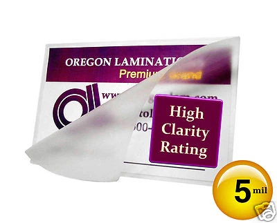 OREGON LAMINATIONS PREMIUM 1000/pack Hot 5 Mil Credit Card size Laminating Pouches 2-1/8 x 3-3/8 Clear