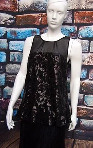 COAST BLACK CHIFFON & SEQUIN PEPLUM TUNIC TOP Size 12 - Foto 1 di 8