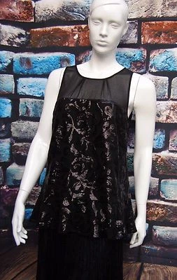 COAST BLACK CHIFFON & SEQUIN PEPLUM TUNIC TOP Size 12 - Image 1 of 4