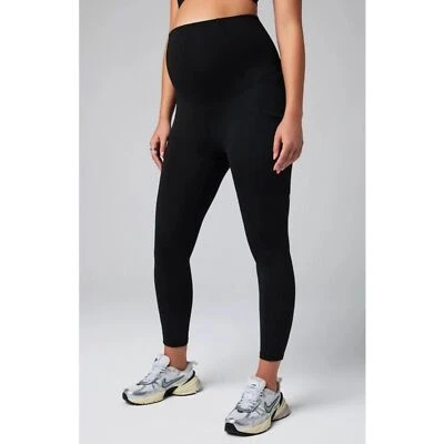 Fabletics Black High Waisted Side Pockets PureLuxe Maternity 7/8 Leggings - Image 1 of 4
