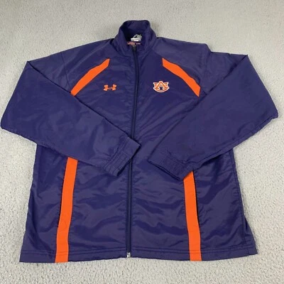 Auburn Tigers Jacket Men Medium Blue Polyester Full Zip Windbreaker Under Armour - Image 1 of 4
