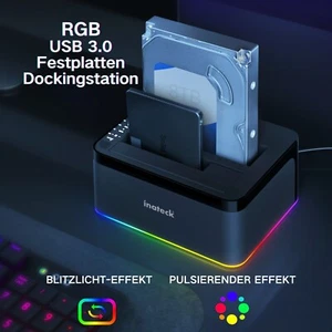 [RGB-funktion] Inateck Festplatten Dockingstation USB 3.0 Offline-Klonfunktion - Afbeelding 1 van 9