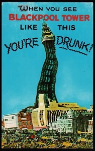 When You See Blackpool Tower Like This You're Drunk Lancashire Bamforth Postcard - Picture 1 of 2