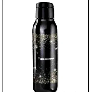 TUPPERWARE New NIGHT SKY BLACK MED ECO SLIM WATER BOTTLE 25oz 750mL w/Flip Top - Picture 1 of 1