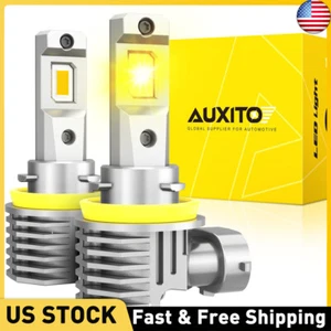AUXITO 2X Yellow LED Bulb Kit H11 H8 H9 3000K Fog Light Bulbs Noiseless Fanless - Picture 1 of 14