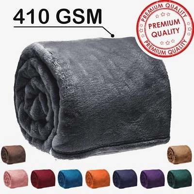 Warm Fleece Blanket Faux Fur Large Bed Couch Sofa Throw Single Double King Size - Image 1 of 4