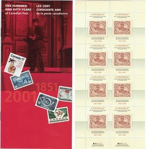 Canada, 8-stamp souvenir sheet, Canada Post 150th Ann., Mint - Imagen 1 de 2