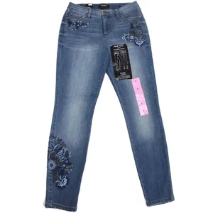 NINE WEST GRAMERCY FLORAL EMBROIDERED SKINNY JEANS COLOR: REVIVAL  SIZE: 10 - Picture 1 of 6