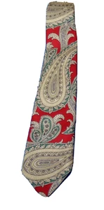 Auténtica corbata de seda Polo Ralph Lauren roja cachemira 58" para hombre - Imagen 1 de 8