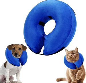 Dog Inflatable Recovery Collar Cone Puppy Cat Pet Soft Blue Adjustable XS S M L - Picture 1 of 4