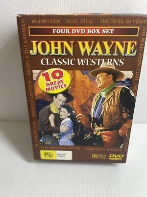 John Wayne DVD Westerns 10 Movies 4 Disc Box Set Region Free Sealed New VGC. - Image 1 of 4