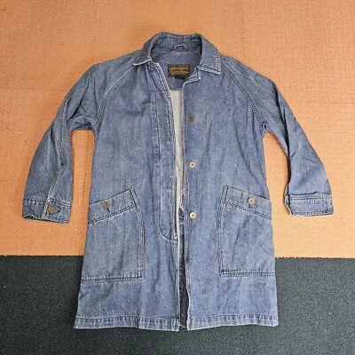 Eddie Bauer женщин длинный Jean Duster куртка вождения пальто маленький синий джинсовой ткани P3d - Изображение 1 из 4