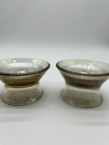 Smokey Iridescent Glass Candle Holders Table Scape Decor Metal Insert - Picture 1 of 5