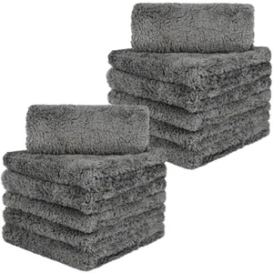 12Pcs Microfiber Towel Edgeless Lint Scratch Free Cleaning 16"x16" Grey - Picture 1 of 12