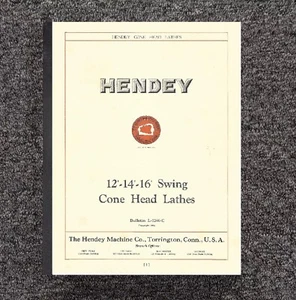 Swing Cone Head Lathes Operator Instruction Manual Fits Hendey 12-14-16 - Picture 1 of 10