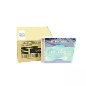 Verbatim Rewritable Blank DVD-RW 10 Pk Jewell case 2x Speed - Foto 1 di 8