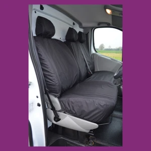 Vauxhall Vivaro 2001-06 Tailored Waterproof Front (NoArmrest) Black Seat Covers - Picture 1 of 3
